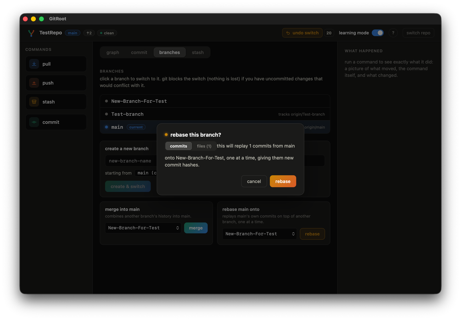 the already-pushed rebase warning